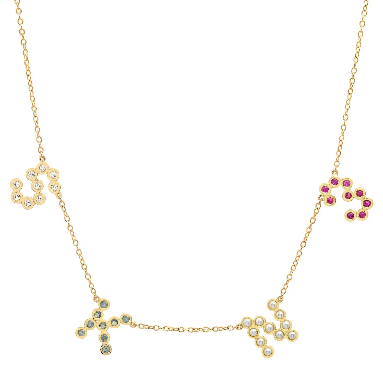 Personalized 4 Letter Necklace in 14k Gold (Single Spacing)