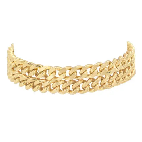 Double Curb Chain Gold Ring