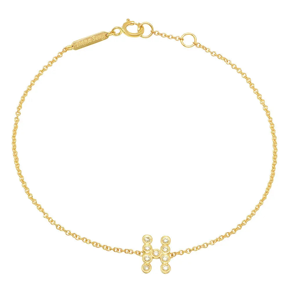 14K Yellow Gold Letter H Bracelet