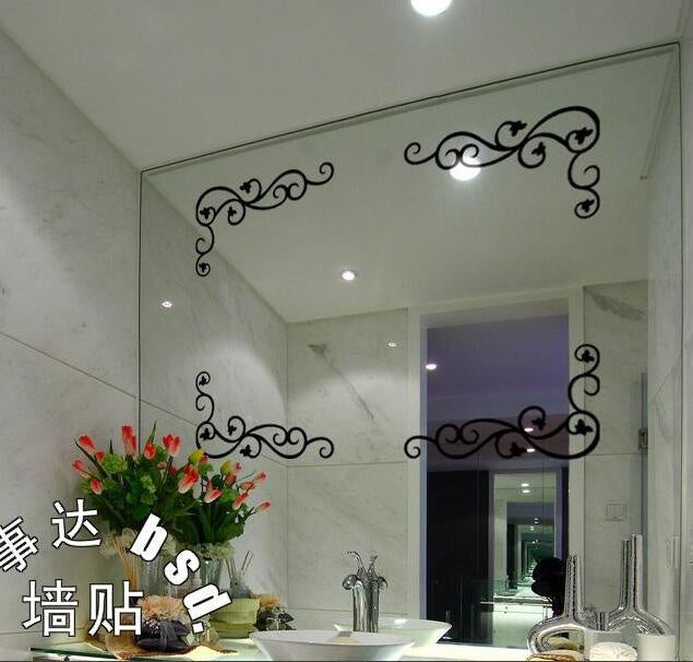 Mirror Decorative Corner Line Wall Sticker Fashion Window Kitchen