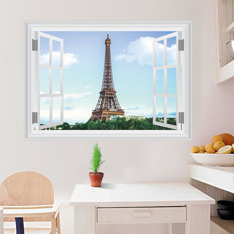 Romantic Scenery Eiffel Tower Wall Stickers Living Room