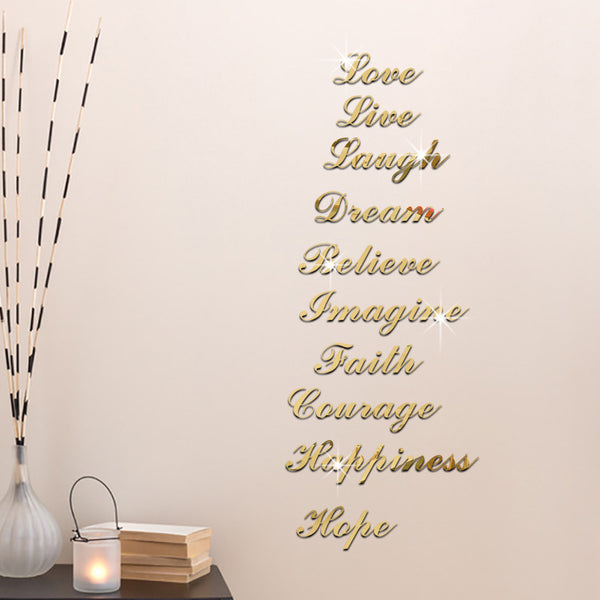 Stairs Wordart Love Live Laugh Dream Mirror Wall Stickers