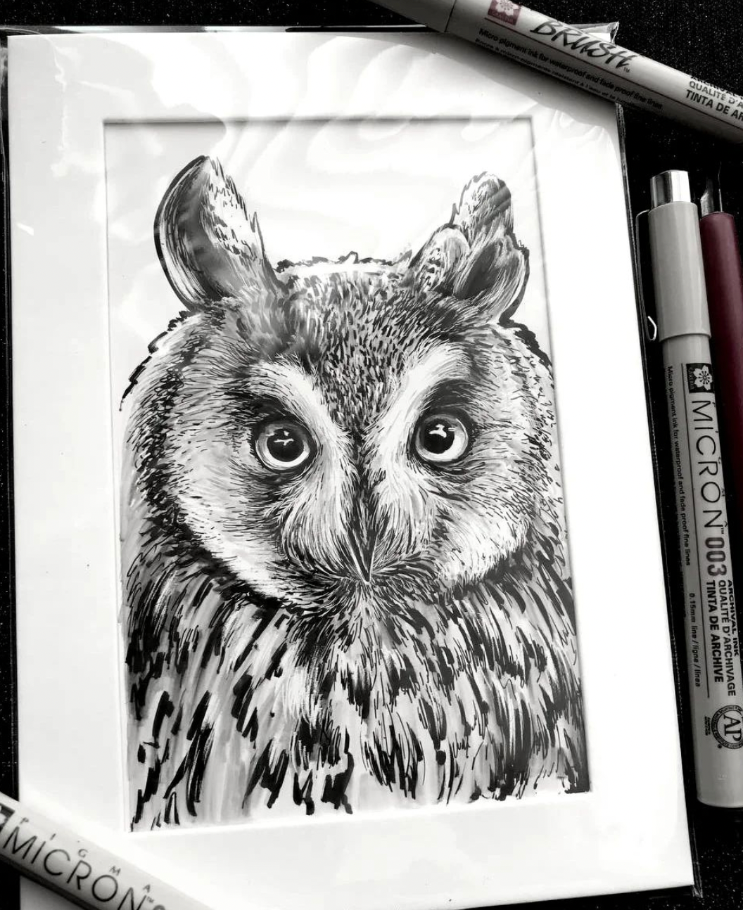 Owl Inking by Shelby
