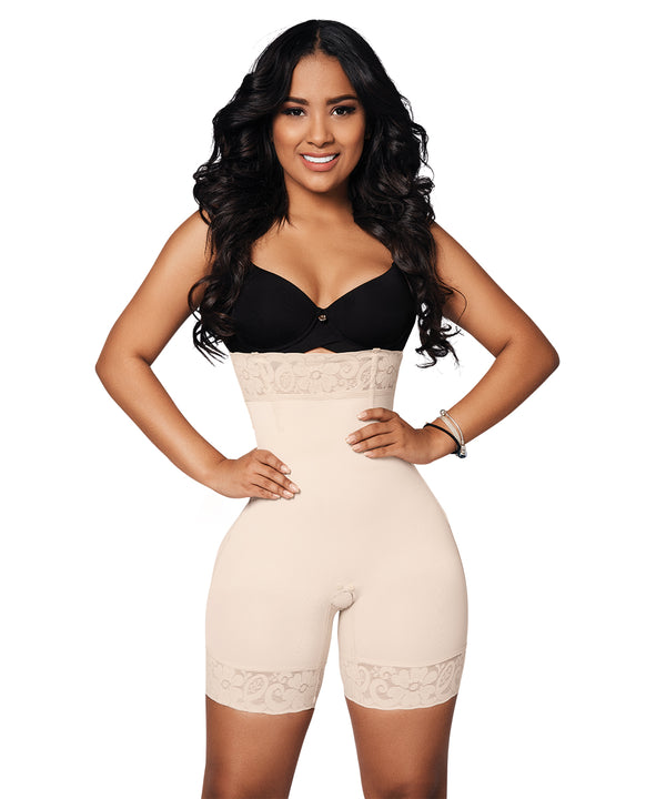 Faja Colombiana  Mid Waisted, Thigh Shaper Shorts- Triple Breasted wi