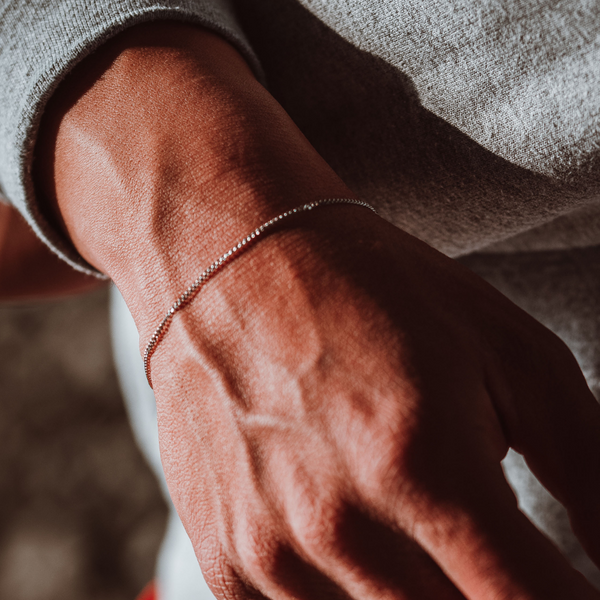 Men's Silver Braided Chain Bracelet XXL (20cm / 7.9”)