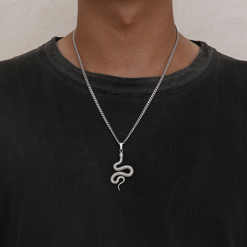 silver snake pendant necklace