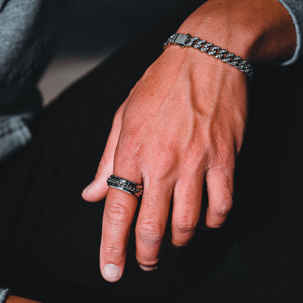Mens Spinner Ring - Silver Band Rings for Men | Twistedpendant