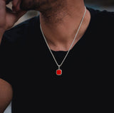 Red & Gold Onyx Pendant - Gemstone Necklace For Men | Twistedpendant