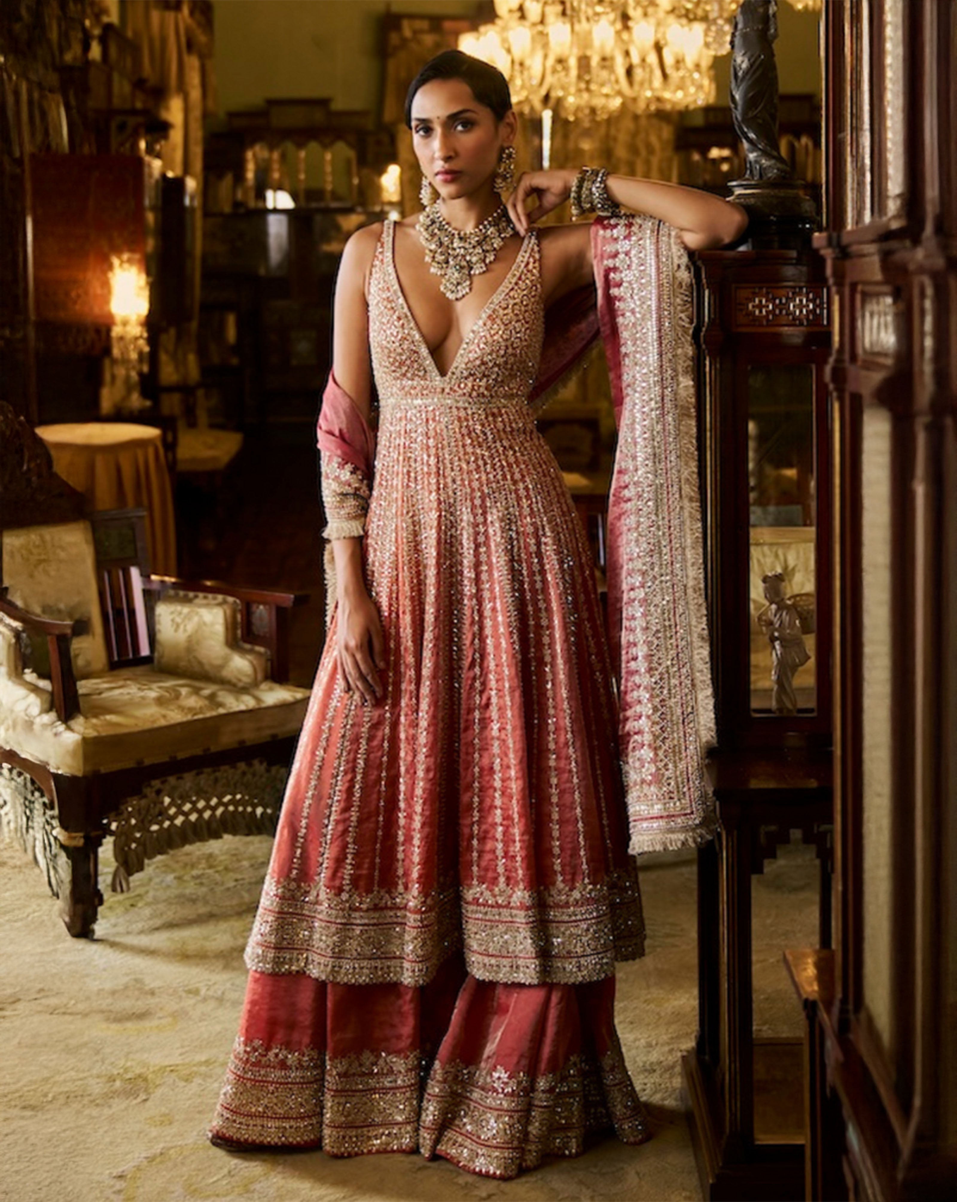 Burnt Orange Gota Patti Sharara Set