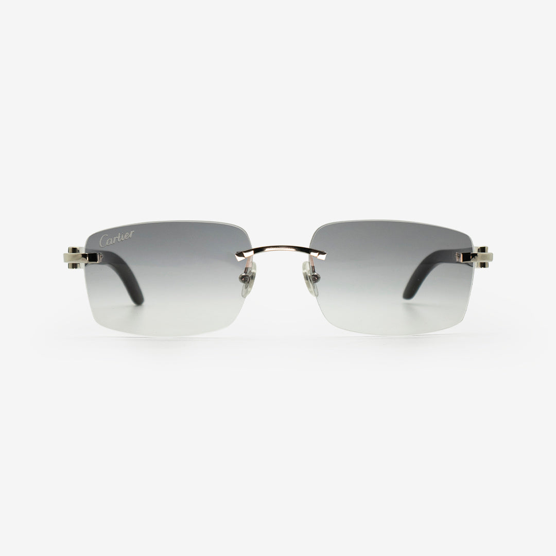 CRESW00402 - Santos de Cartier sunglasses - Smooth champagne golden-finish  metal, gray polarized lenses with golden flash - Cartier