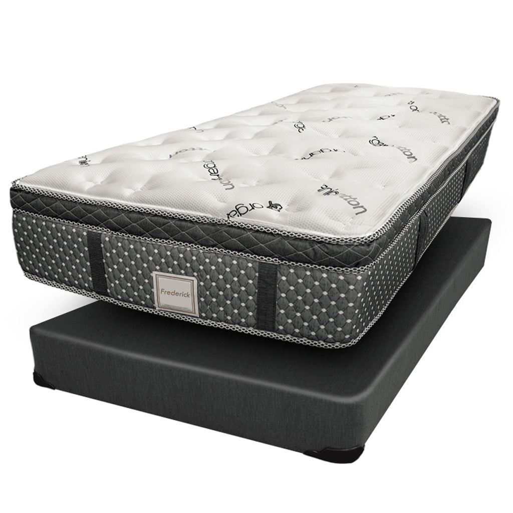 King of Dreams Lit Complet - Ensemble Lit Frederic Gris 140x190 + Matelas  Luxe Aloe - Lit + Sommier + Matelas