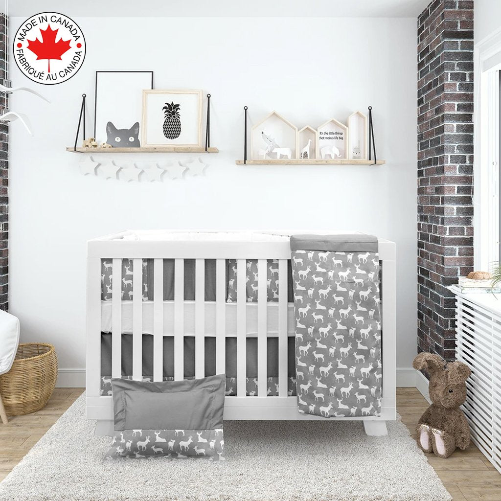 Bebelelo Literie 7 Morceaux Pour Bebe Gris Et Blanc Avec Un Motif De