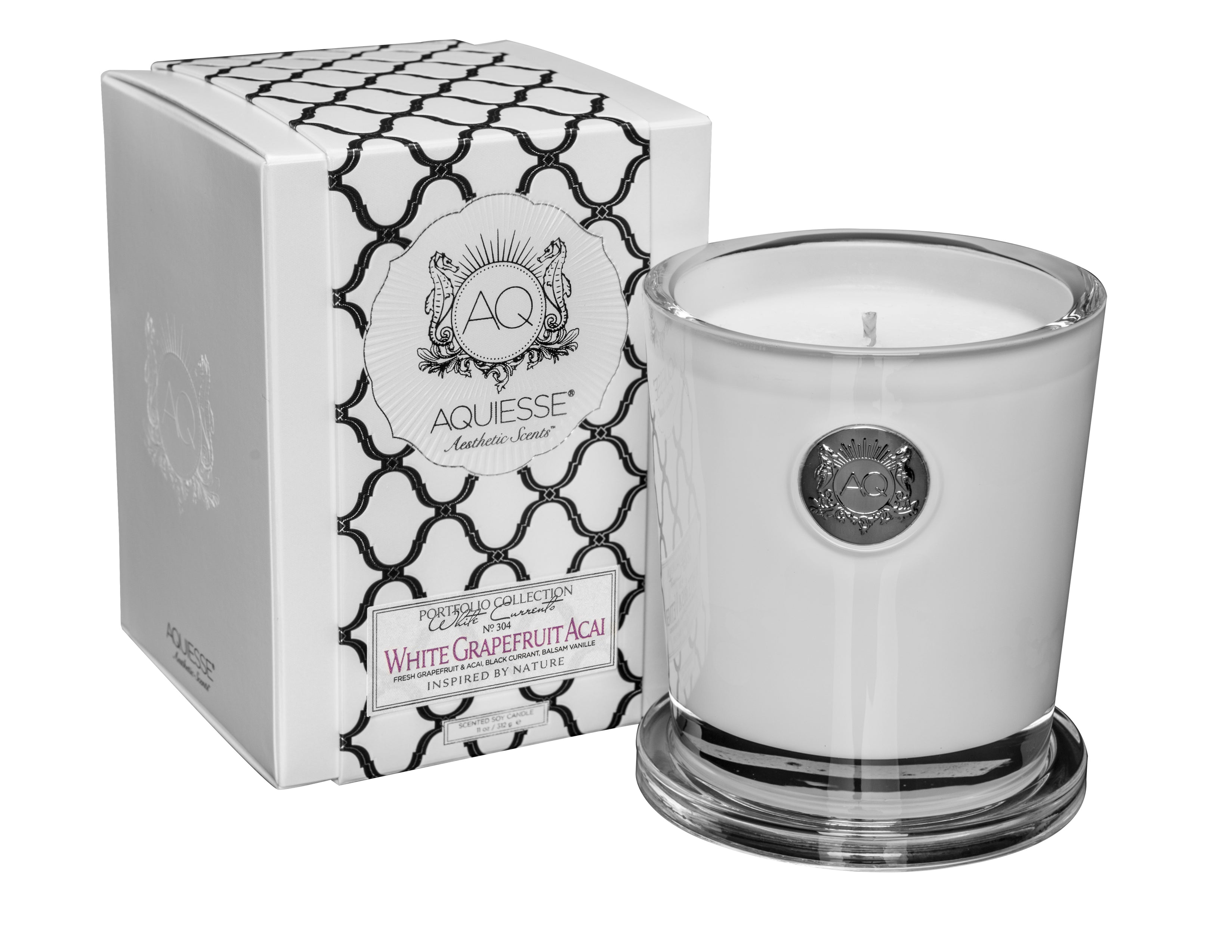 White Grapefruit Acai - Large Soy Candle /Gift Box by Aquiesse | Tuftd