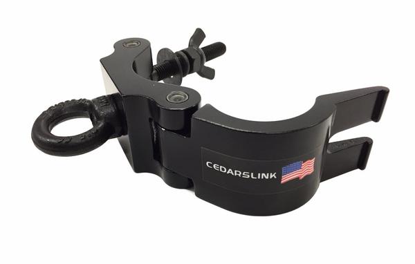 Black DJ Pro-Clamp 2 inch Heavy-Duty 360 Wrap Around Aluminum Clamp Eye Hook