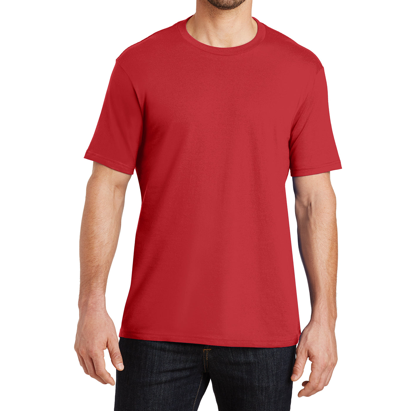 Mens Perfect Weight Crew Tee -  Classic Red - Front