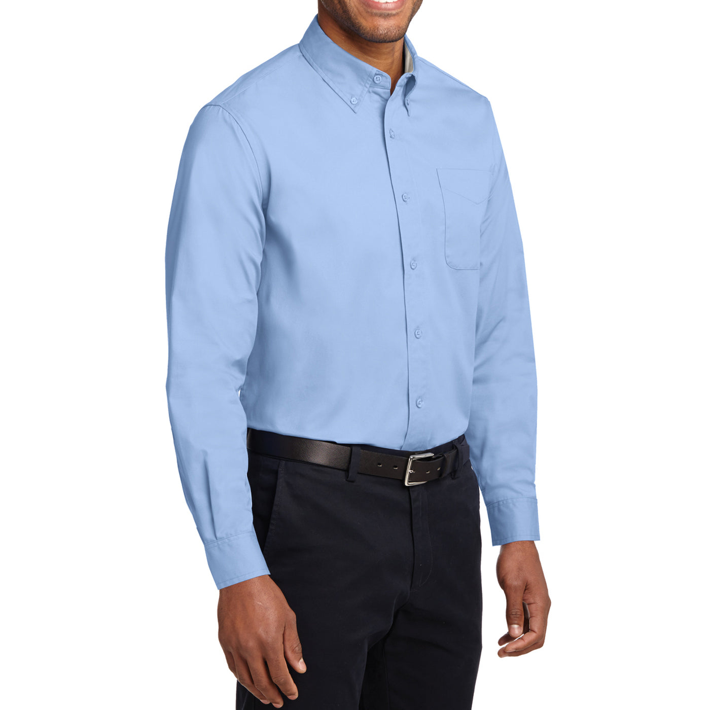 Men's Long Sleeve Easy Care Shirt - Light Blue/ Light Stone - Side