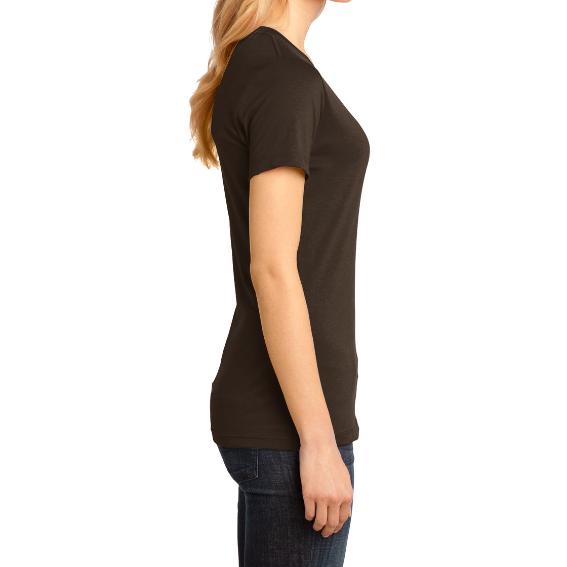 Ladies Perfect Weight V-Neck Tee - Espresso - Side