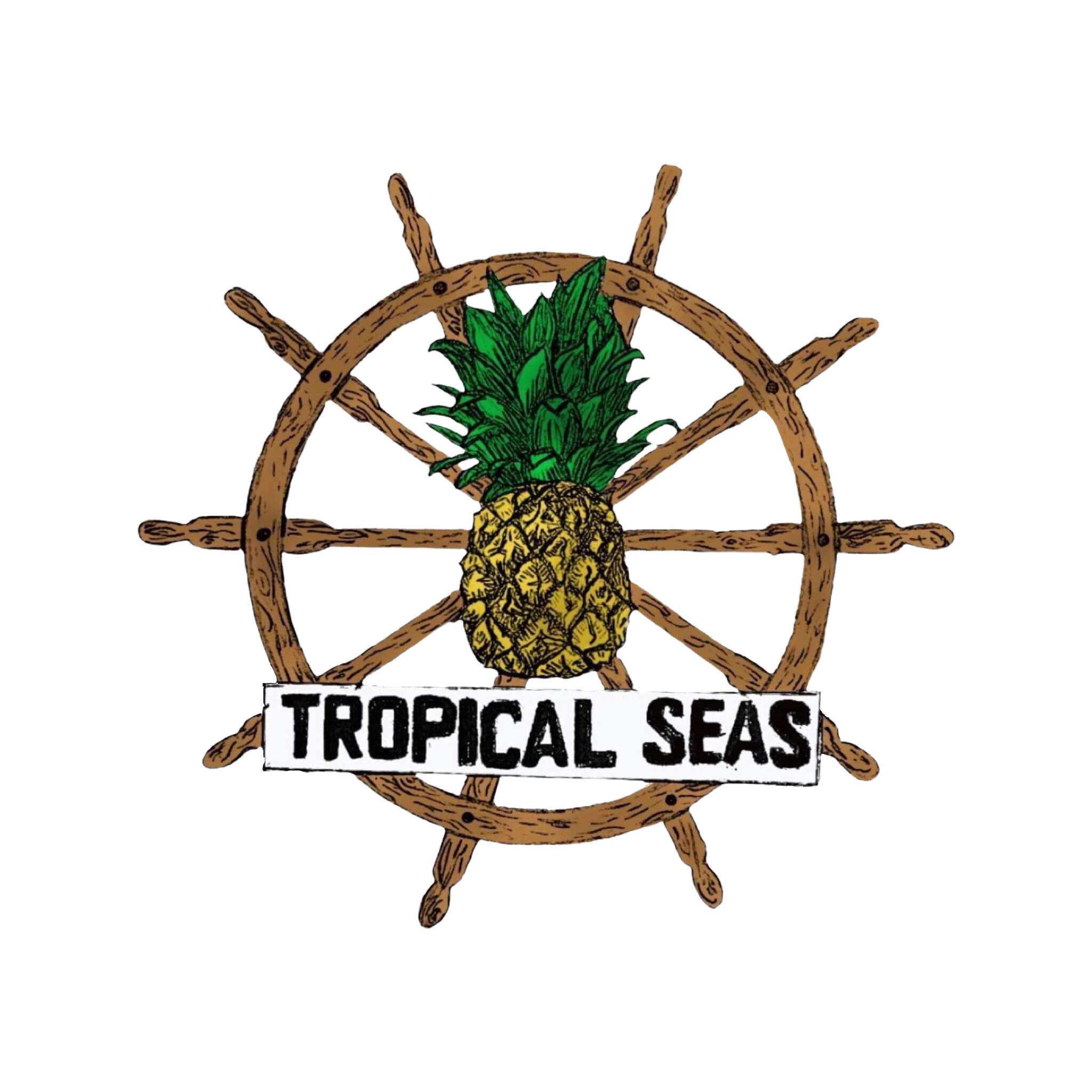 Tropical Seas clothing logo-pineapple-ship wheel 