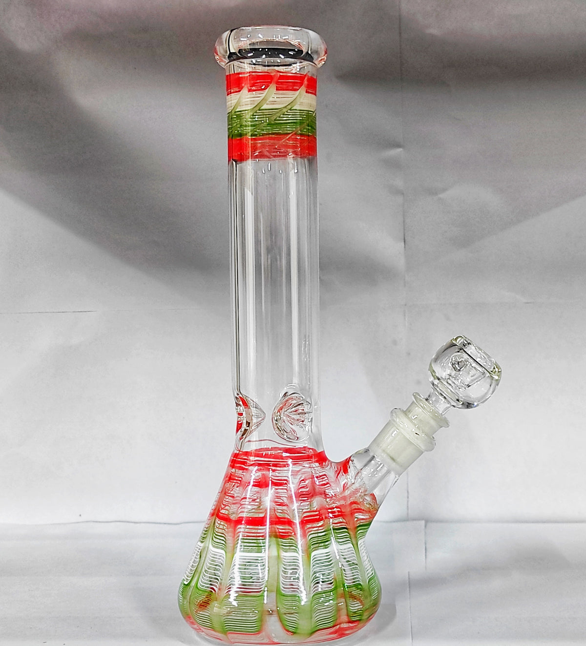 Ice Catcher Megaphone Perc White 6 Inch Glass Beaker Bong