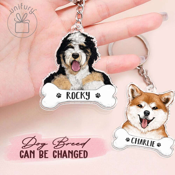 Custom Dog Cartoon Transparent Acrylic Keychain For Dog Lovers