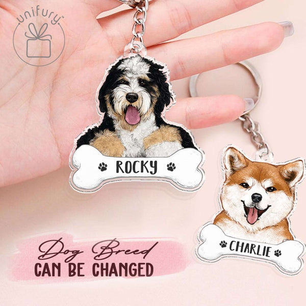 Custom Dog Cartoon Transparent Acrylic Keychain
