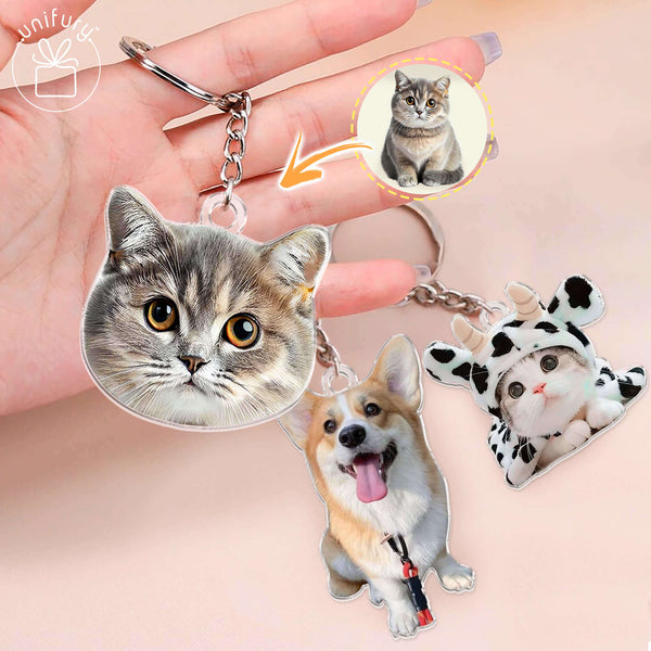 Custom Memorial Dog Photo Transparent Acrylic Keychain