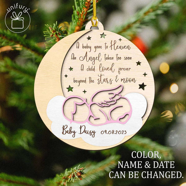 Star & Moon Sleep In Heavenly Peace Baby Memorial Wooden Ornaments