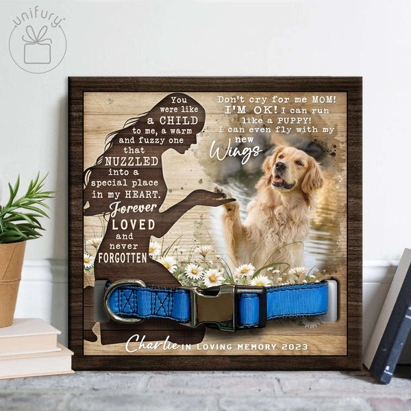 Forever Loved And Never Forgotten Personalized Memorial Wooden Pet Collar Frame