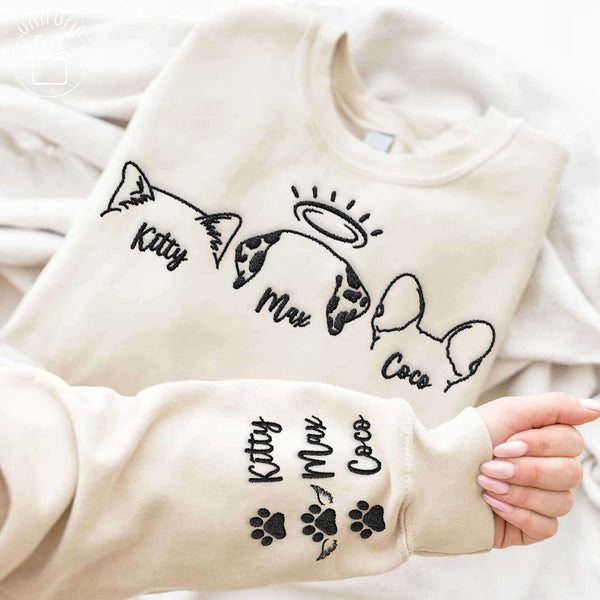 Dog Cat Ears Embroidered Sweatshirt for Mom-to-Be