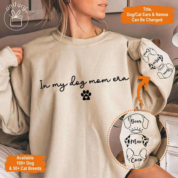 In My Dog Mom Era Sleeve Printed Standard Sweatshirt For Dog Lovers