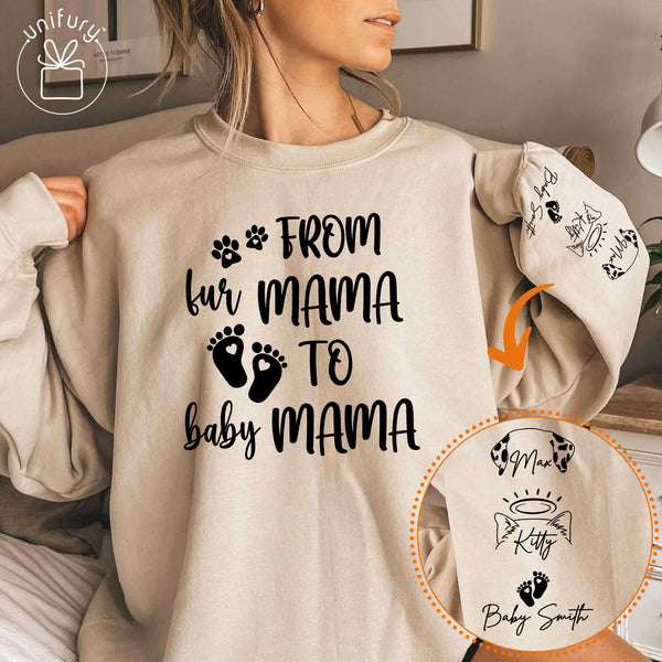 From Fur Mama To Baby Mama Sleeve Printed Standard Sweatshirt