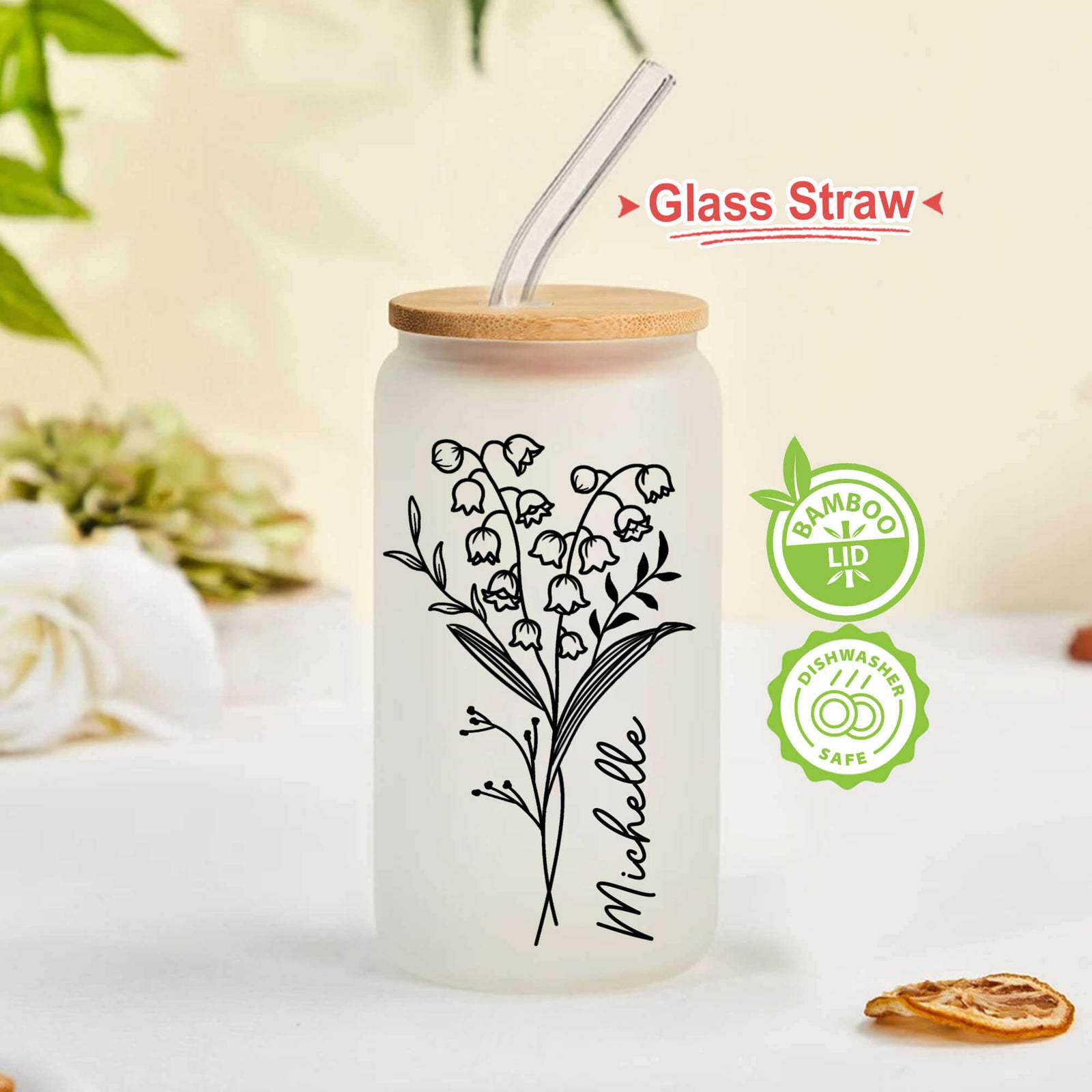 Personalized Teacher Clear Floral Glass Tumbler, Teacher Appreciation -  Unifury