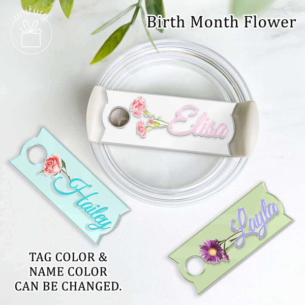 Birth Month Flower Custom Name Stanley Tumbler Name Tag