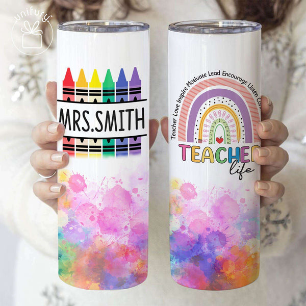 Personalized Teacher Skinny Tumbler - Teacher Life