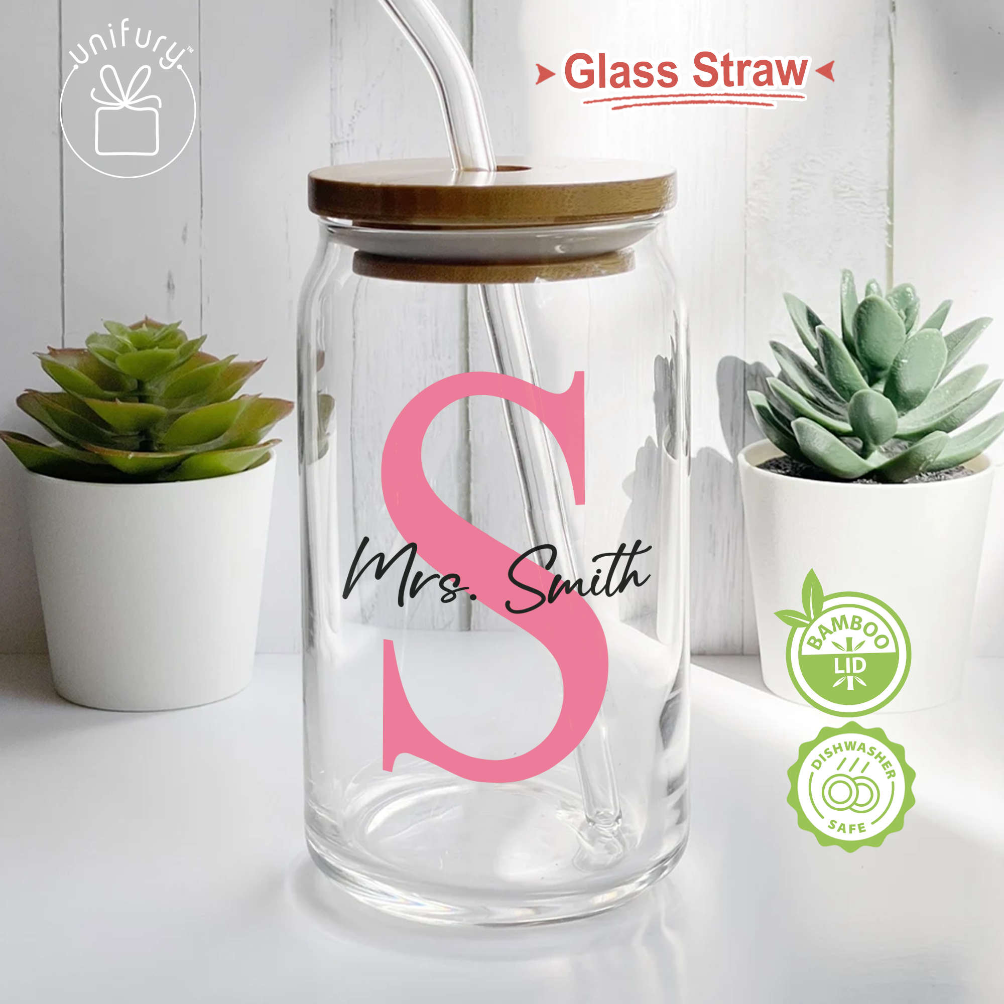 Custom Glass Can Tumbler with Lid & Straw – Achy Smile Shop