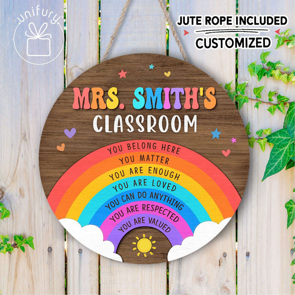 Personalized 3D Teacher Door Sign - Rainbow