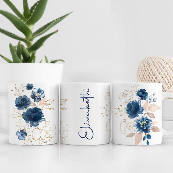 Personalized Floral Mom Edge to Edge Coffee Mug Mother’s Day Gifts for Daughter