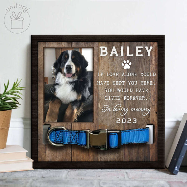 In Loving Memory Personalized Memorial Wooden Pet Collar Frame