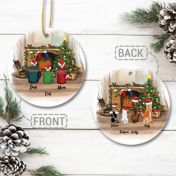 Christmas-Ceramic-Ornaments-With-The-Whole-Family-&-Dog-and-cat