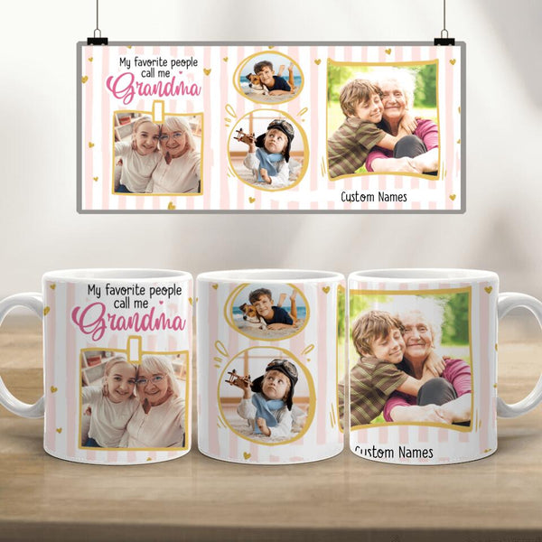 Personalized Custom Photo Edge-to-edge Mug Gifts - My Favorite People Call Me Grandma