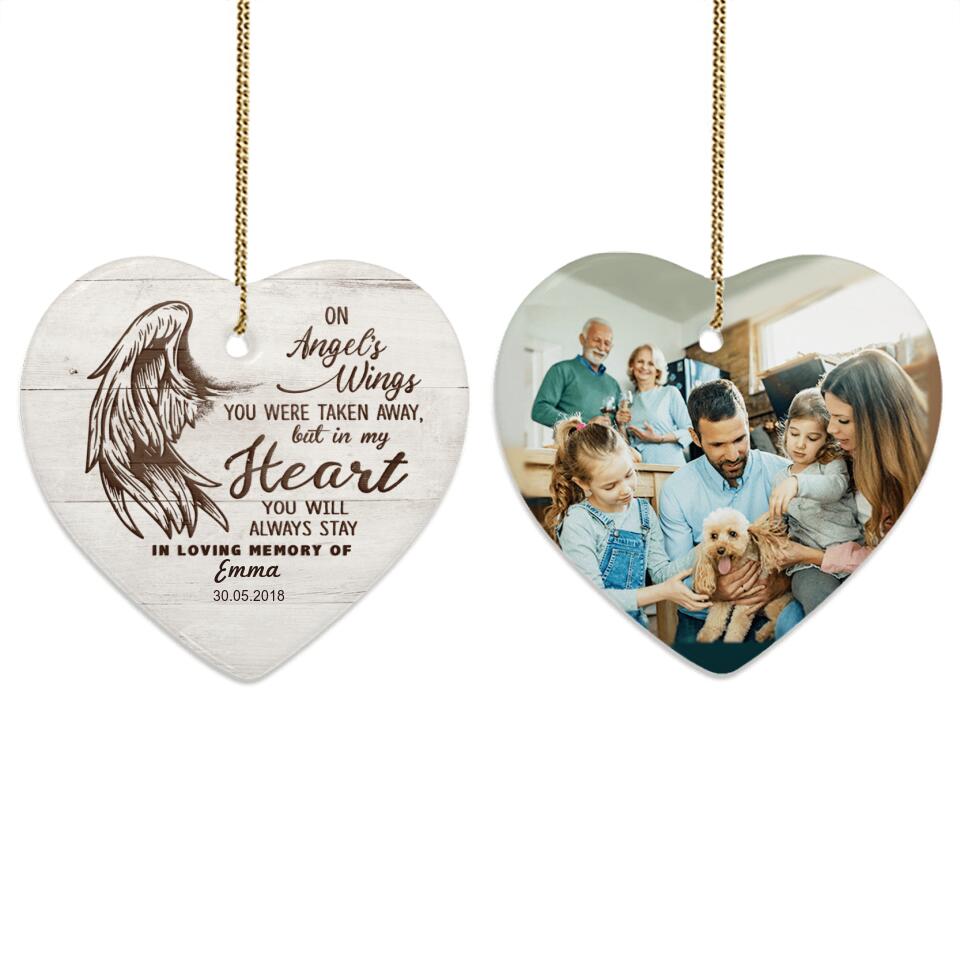 Memorial Gone Fishing Heart Personalized Circle Ornament - TrendingCustom™️