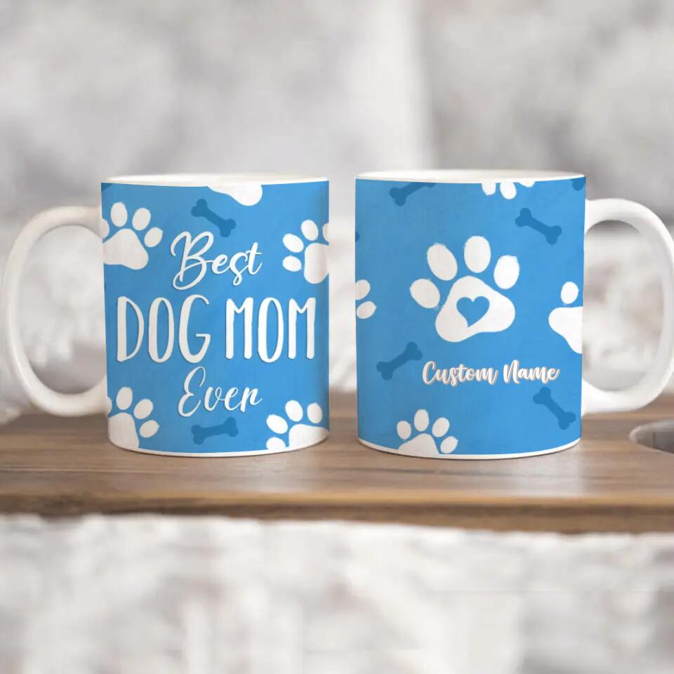 Paws Down The Best Mom Ever - Engraved Dog Mom Travel Mug Cup, Animal Lover  Gift, Dog Mom Mug Cup