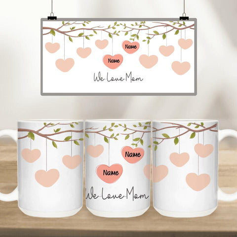 Personalized Mom Edge to Edge Coffee Mug Floral Coffee Mugs for Women 11oz Unifury