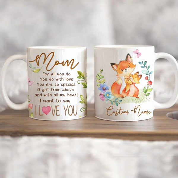 Personalized New Mom Bear Edge to Edge Coffee Mug