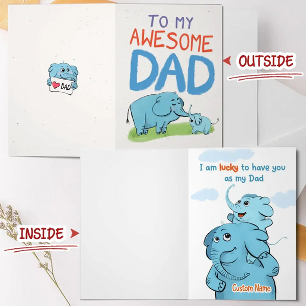 Personalized Dad Folded Greeting Card - Awesome Dad