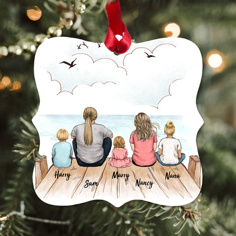 Family Tree Personalized Natural Wood Heart Ornament