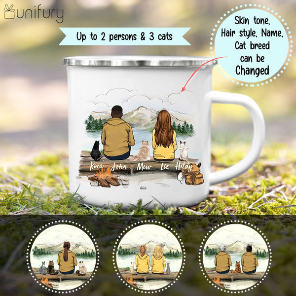 Cat hiking campfire mug - Mother's day gifts