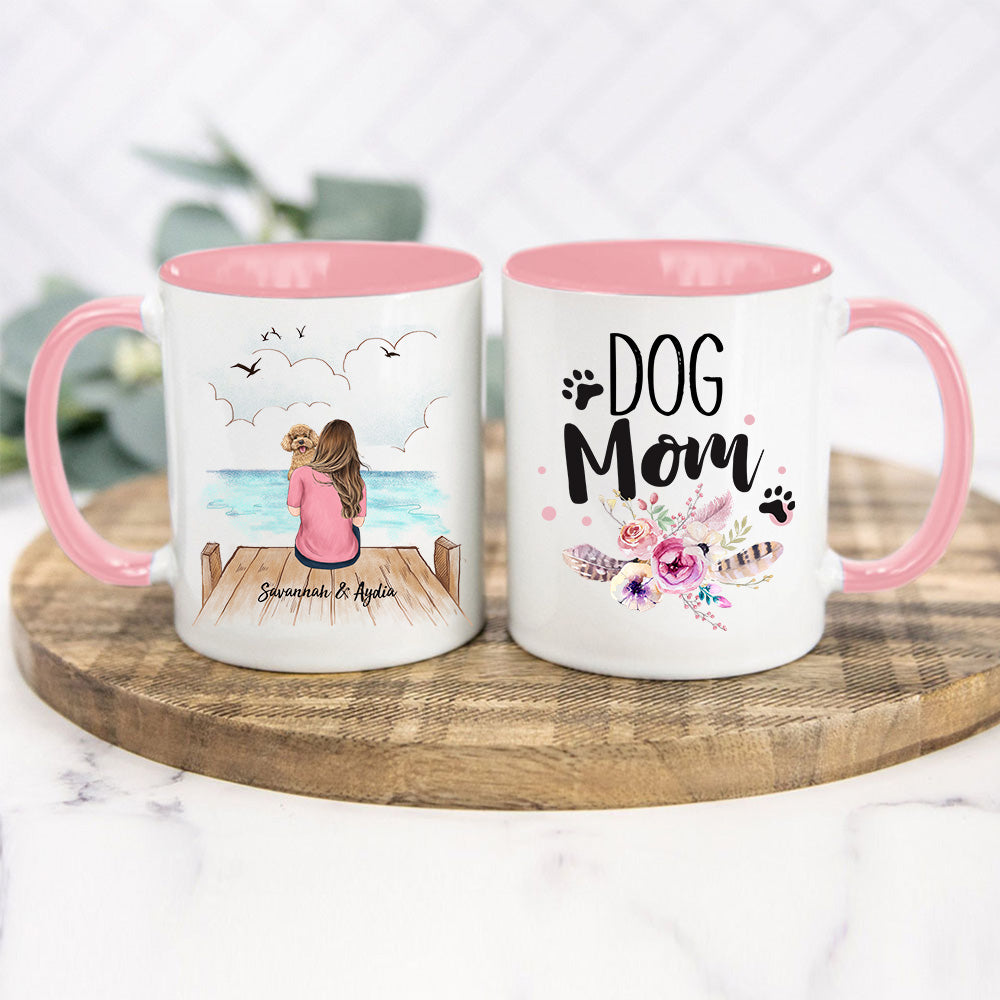 Personalized Mom Edge to Edge Coffee Mug Floral Coffee Mugs for Women 11oz Unifury