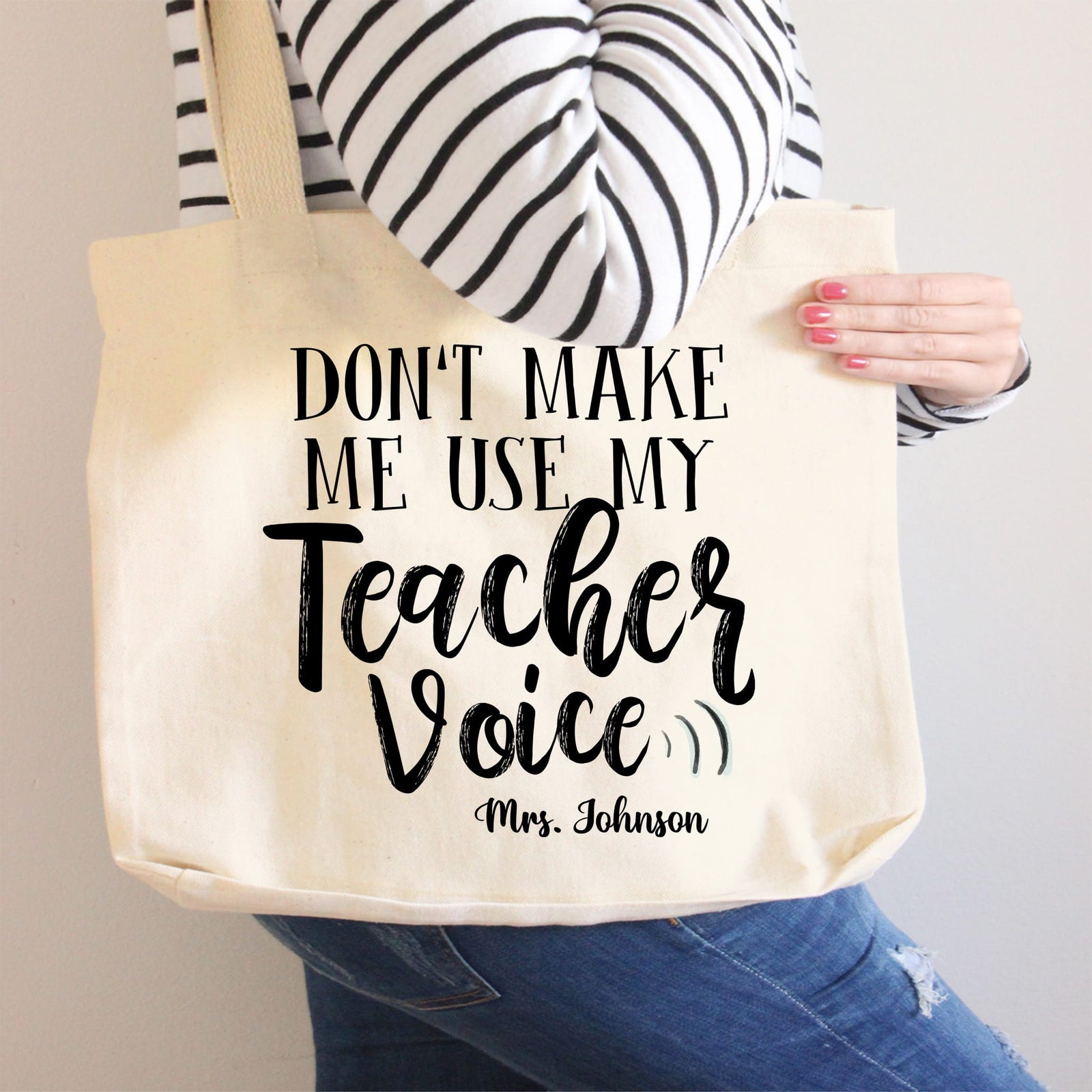 Personalized Teacher Canvas Tote Bag, Teacher Name Bag, Canvas Tote Bag  Gifts, Custom Teacher Gifts, Gifts for Teacher, Thank You Teacher Gifts