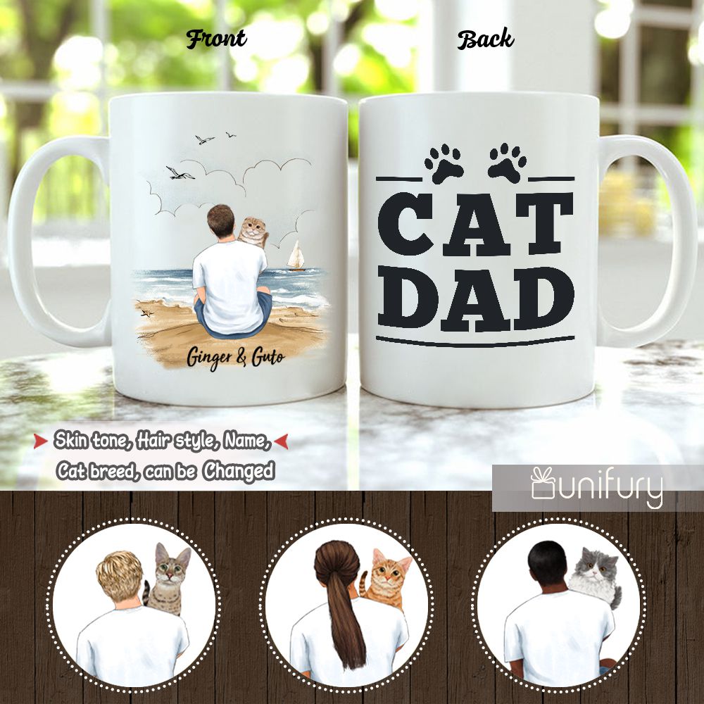 Girl and Cats Christmas Personalized Mug - Name, skin, hair, cat, back –  Giftymize™️